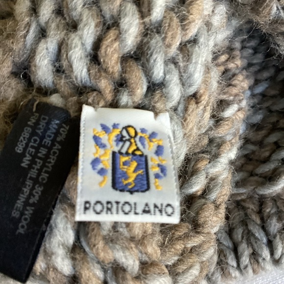 PORTOLANO Knit Beanie Womens Pom Pom Hat  Chunky Wool Blend Neutral Cozy Winter - Picture 5 of 10